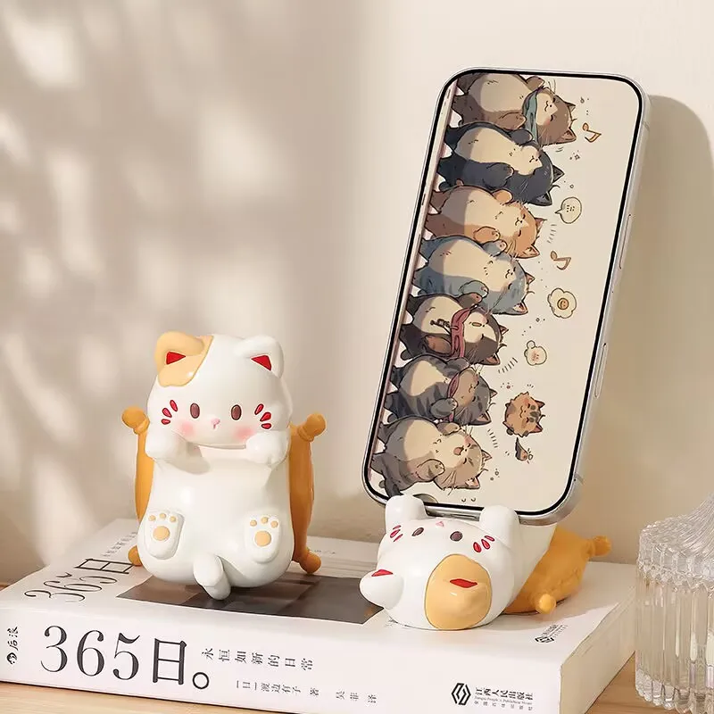 Desk Setup Organization - Cute Cartoon Cat Desktop Ornaments, Phone