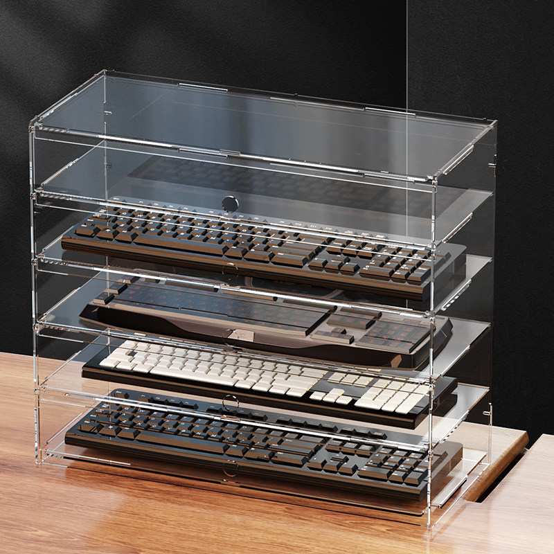 Desk Setup Gaming - Premium Clear Acrylic Dustproof Display Case