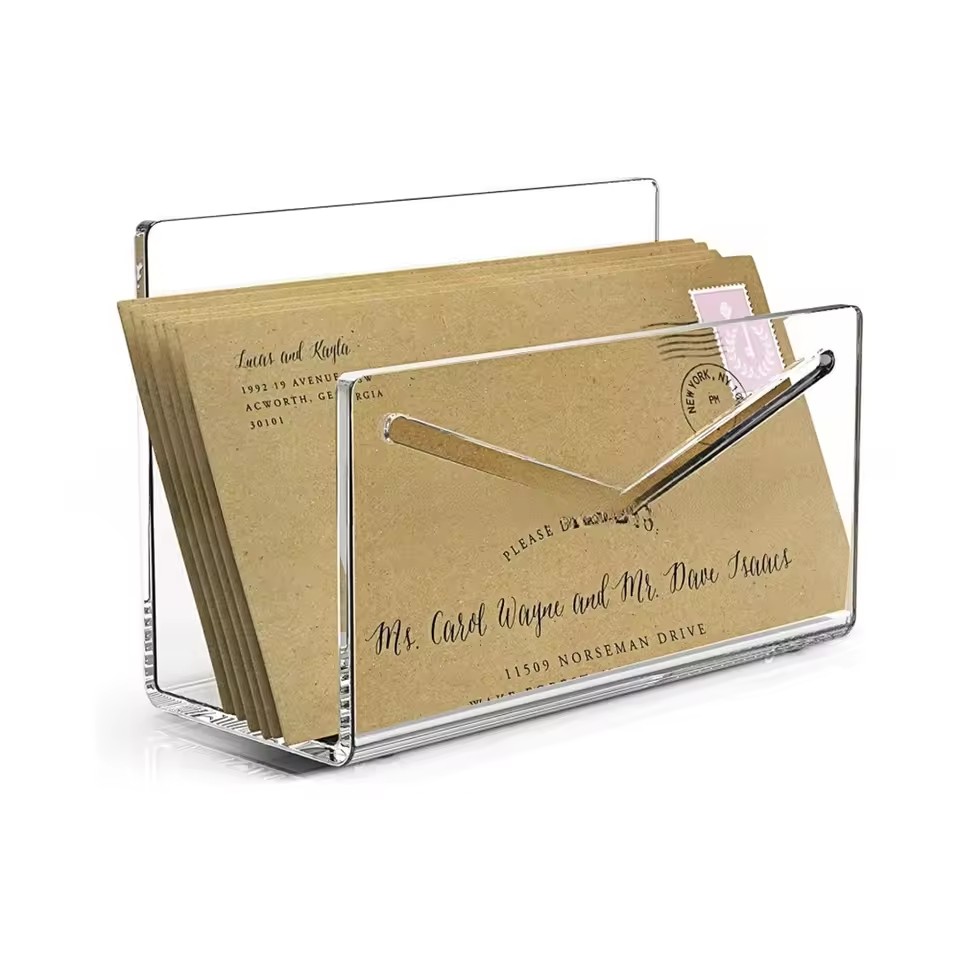 Desk Setup Organization - Mail Organizer Acrylic Desk Letter Holder