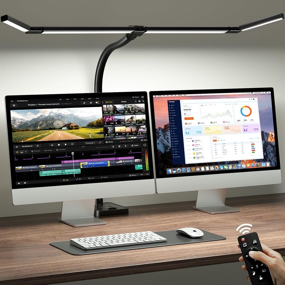42-inch LED Desk Lamp with Adj - огляд і ціна Desk Setup Dual Monitor
