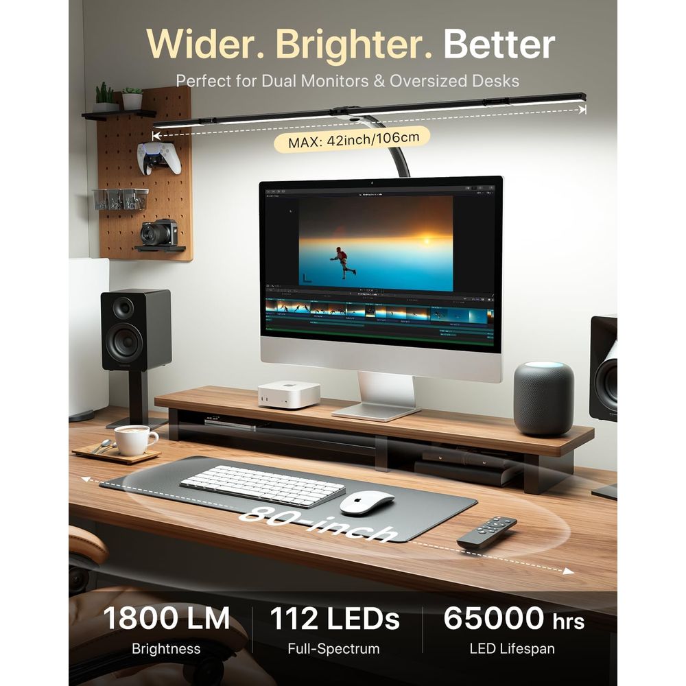 42-inch LED Desk Lamp with Adj - огляд і ціна Desk Setup Dual Monitor