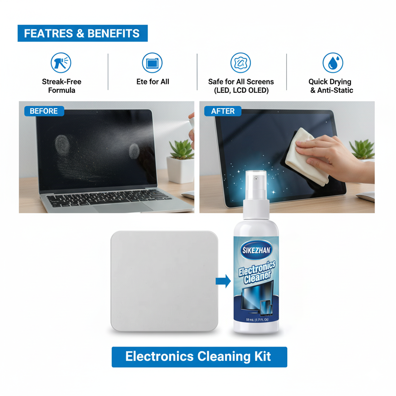 Screen Cleaner Spray & Microfi - огляд і ціна Monitor Cleaning Kit