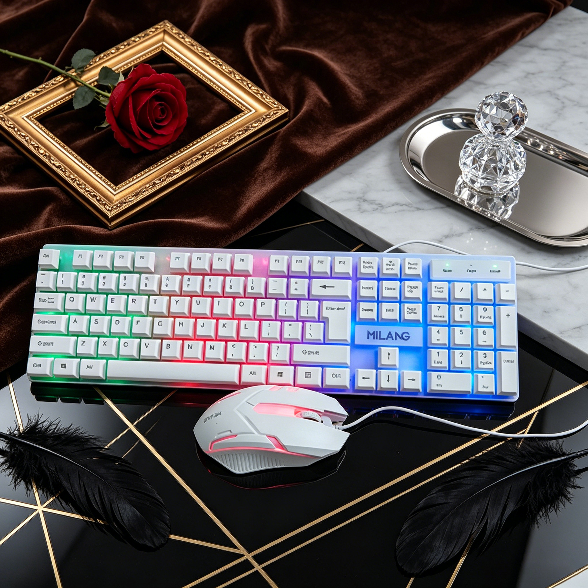 Wired RGB Backlit Keyboard Mou - огляд і ціна Desk Setup Tech