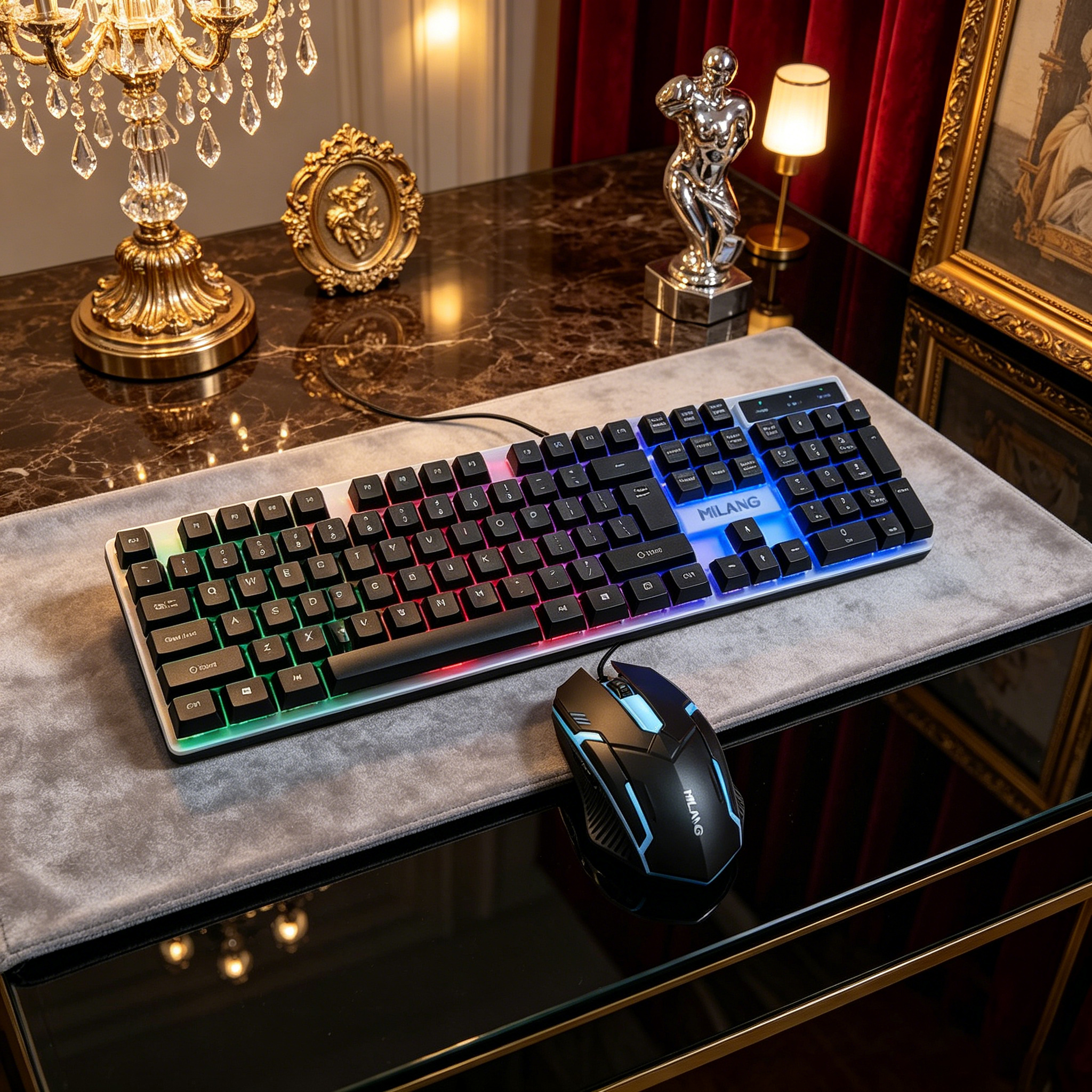 Wired RGB Backlit Keyboard Mou - огляд і ціна Desk Setup Tech
