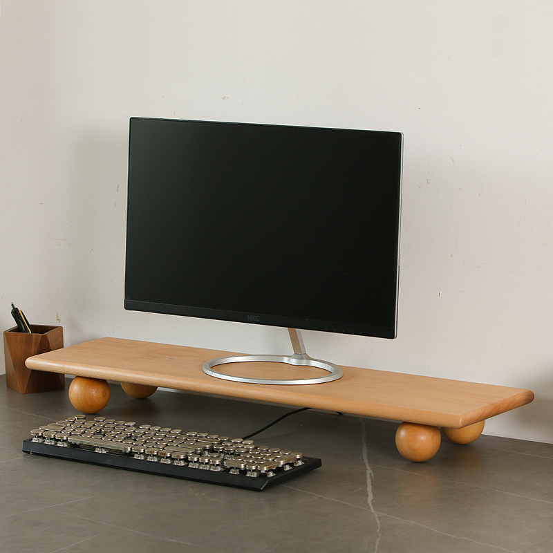Natural Wood Desktop Riser Dua - огляд і ціна Desk Setup Dual Monitor