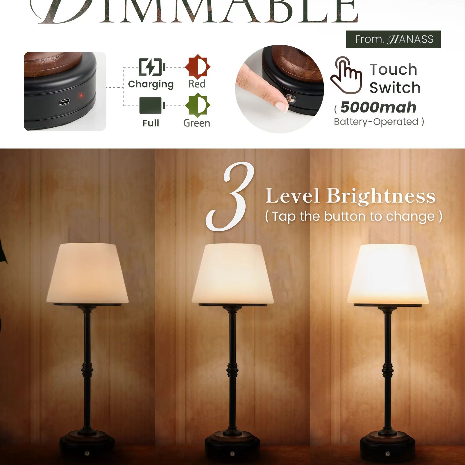 Cordless Table Lamps Set of  5 - огляд і ціна Desk Setup Room