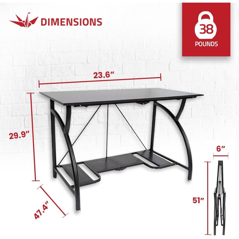 Space-Saving Collapsible Compu - огляд і ціна Desk Setup Dual Monitor