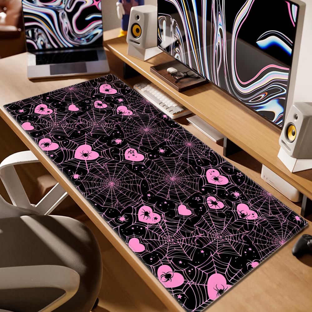 90x40 White or Pink Spiderweb  - огляд і ціна Desk Setup Tech