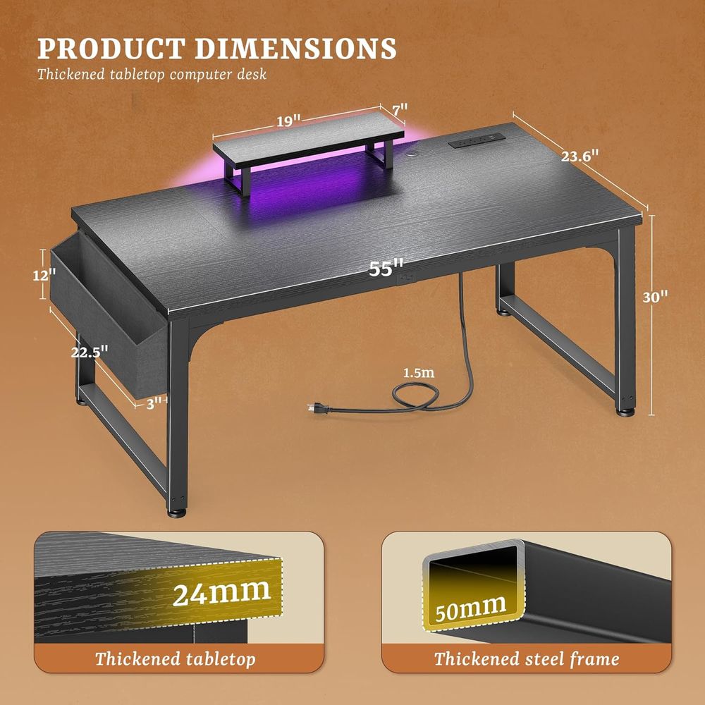55 Inch LED Gaming Desk with P - огляд і ціна Desk Setup Dual Monitor