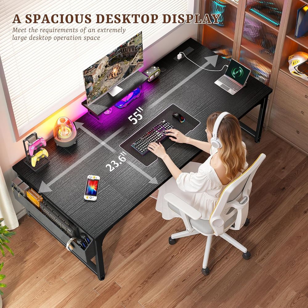 55 Inch LED Gaming Desk with P - огляд і ціна Desk Setup Dual Monitor
