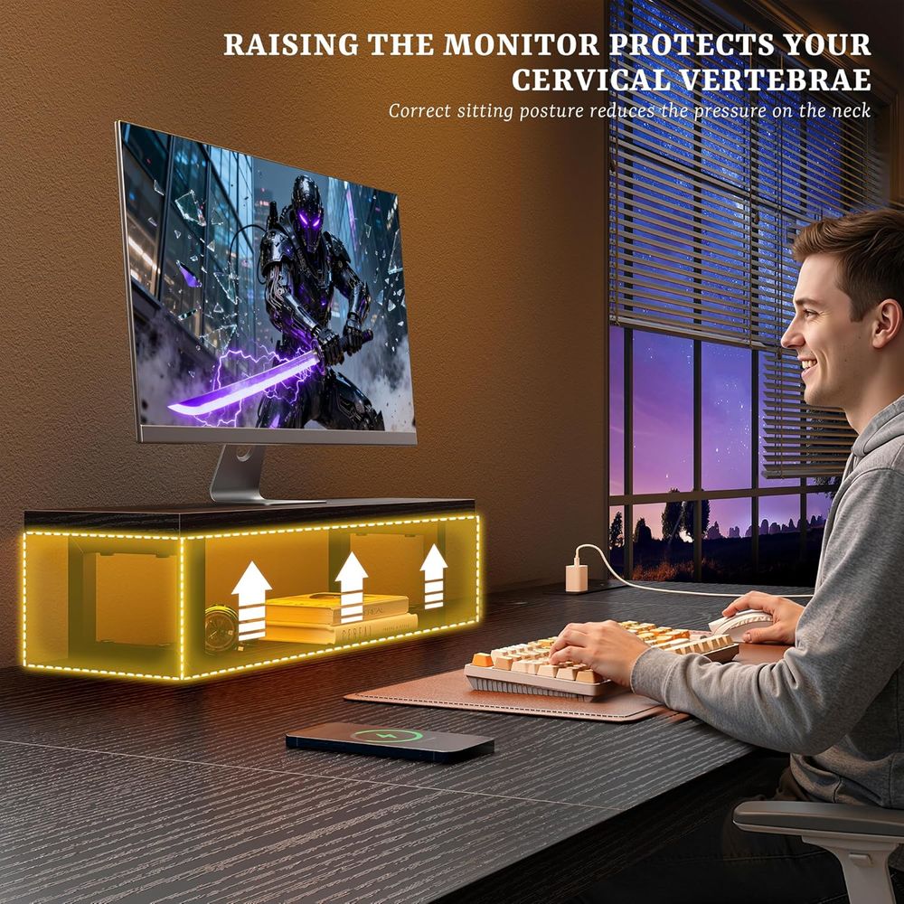 55 Inch LED Gaming Desk with P - огляд і ціна Desk Setup Dual Monitor