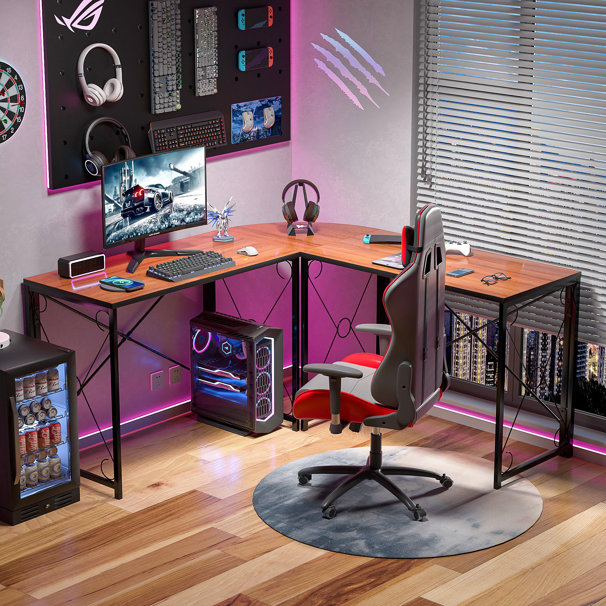 L-Shaped Computer Desk With Me - огляд і ціна Desk Setup Dual Monitor