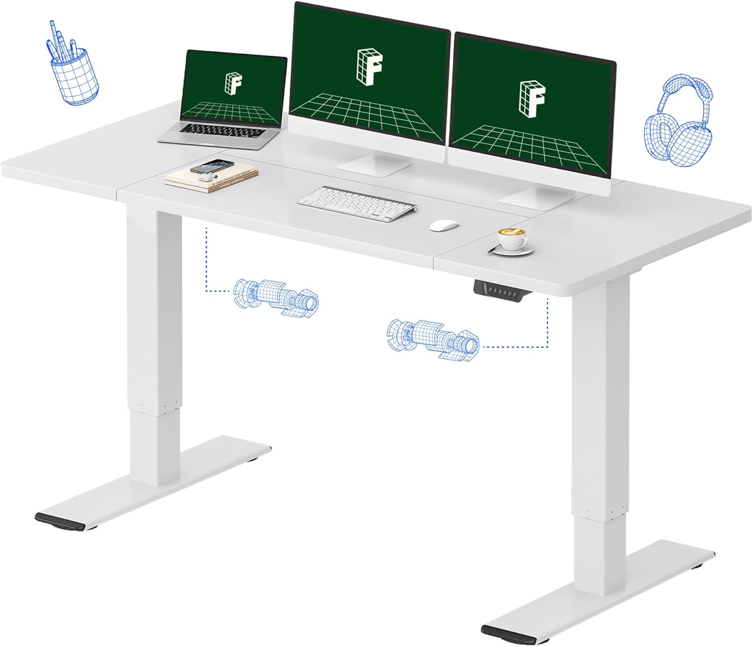 Large Electric Standing Desk w - огляд і ціна Desk Setup Dual Monitor