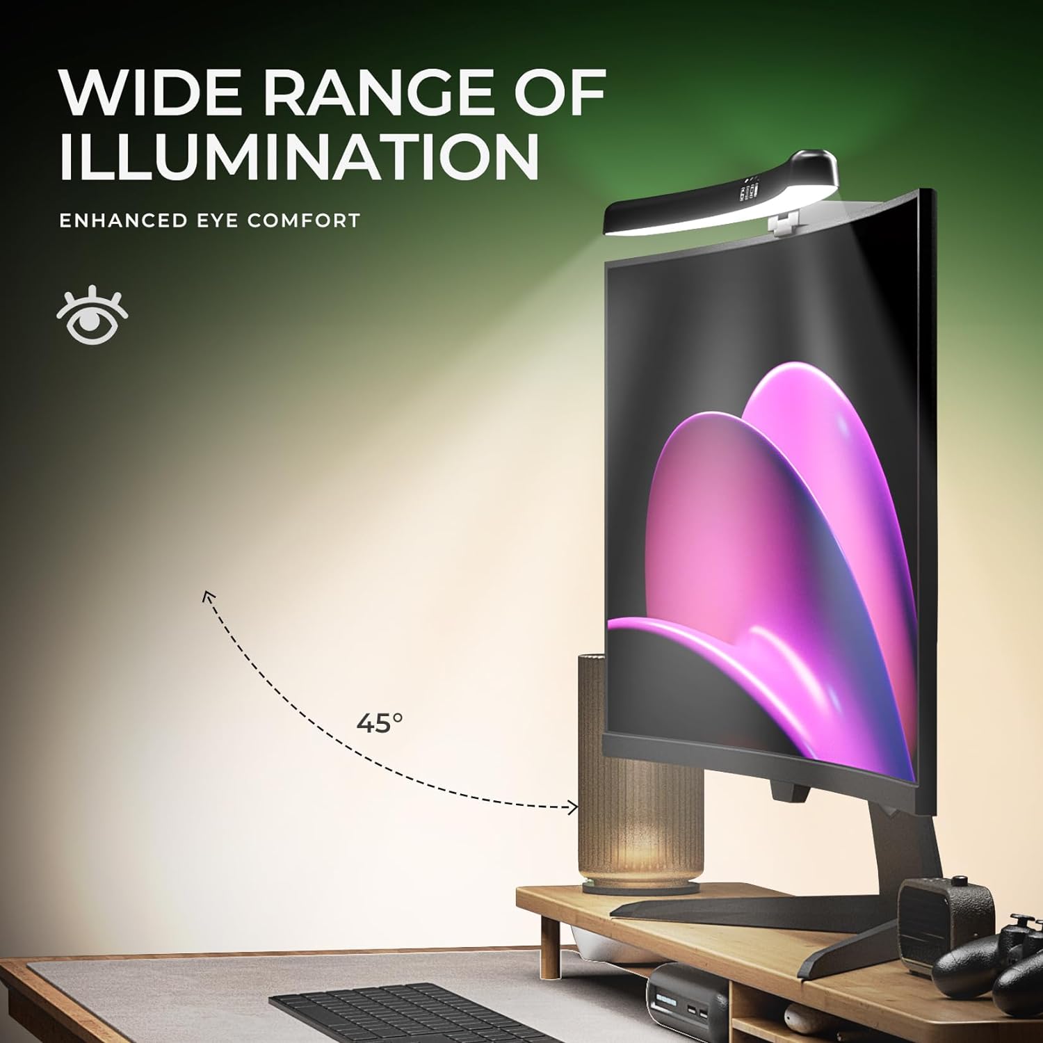 Curved Monitor Light Bar 3 Col - огляд і ціна Desk Setup Room