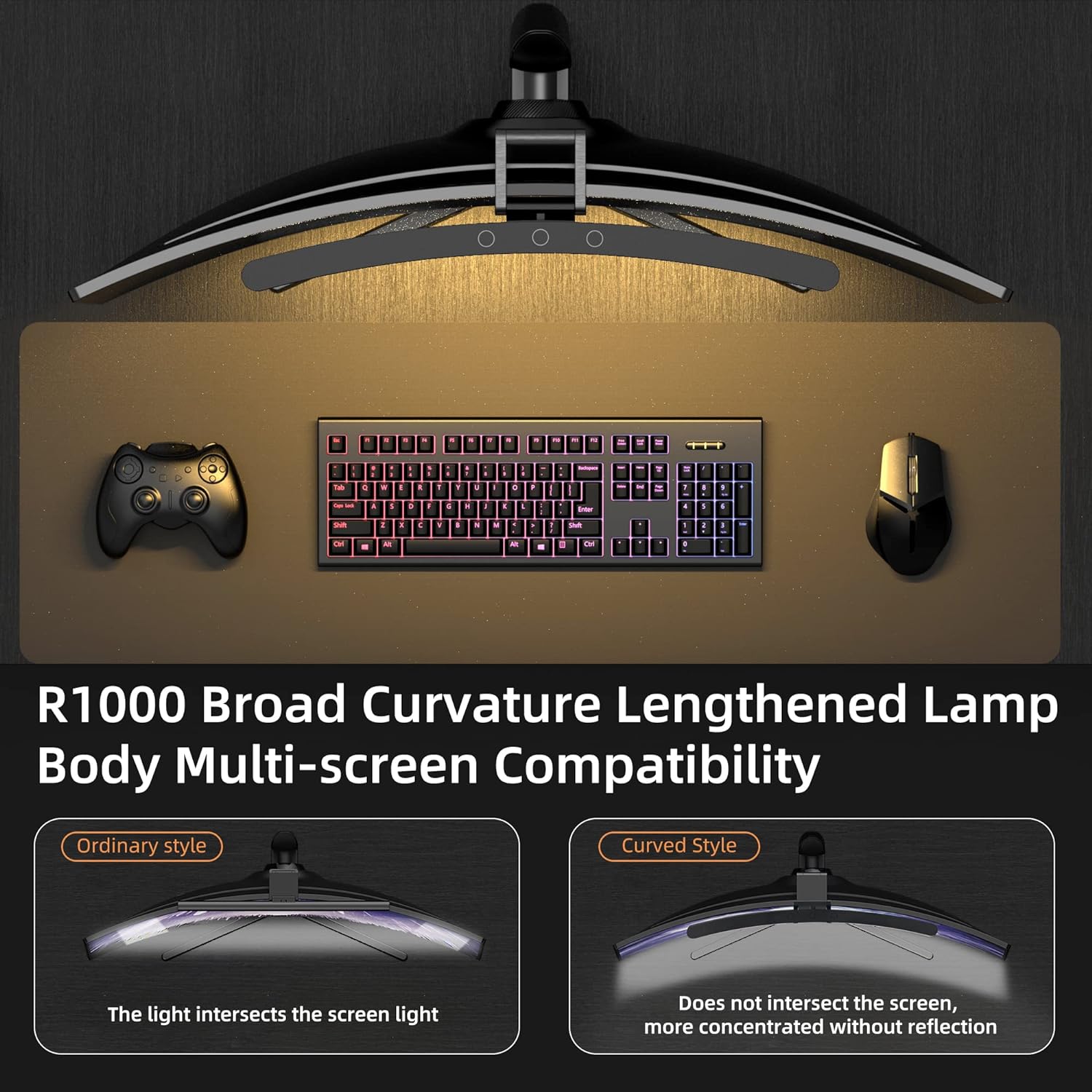 Curved Monitor Light Bar 3 Col - огляд і ціна Desk Setup Room