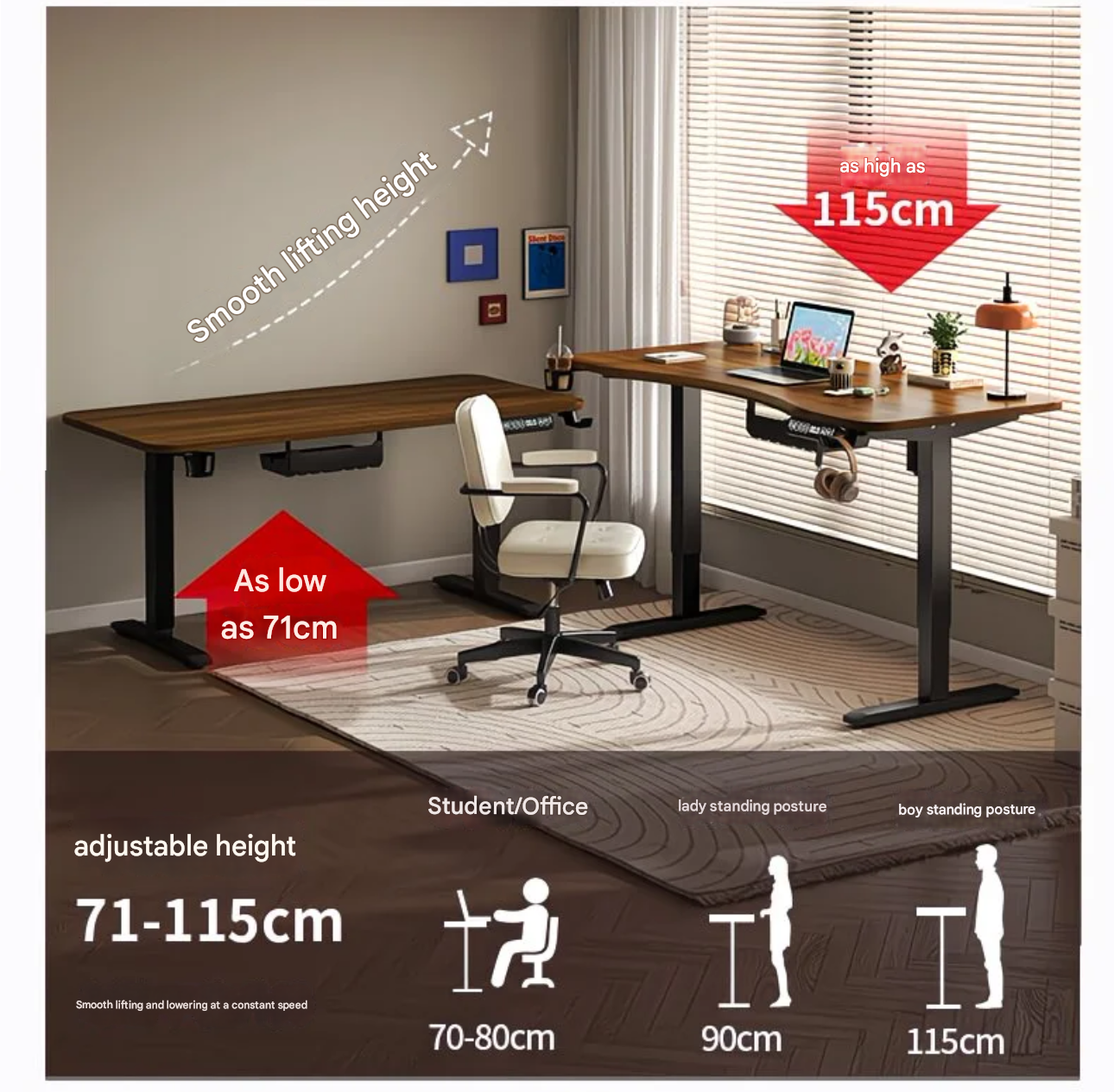 80/100/120/140cm Height Adjust - огляд і ціна Desk Setup Gaming