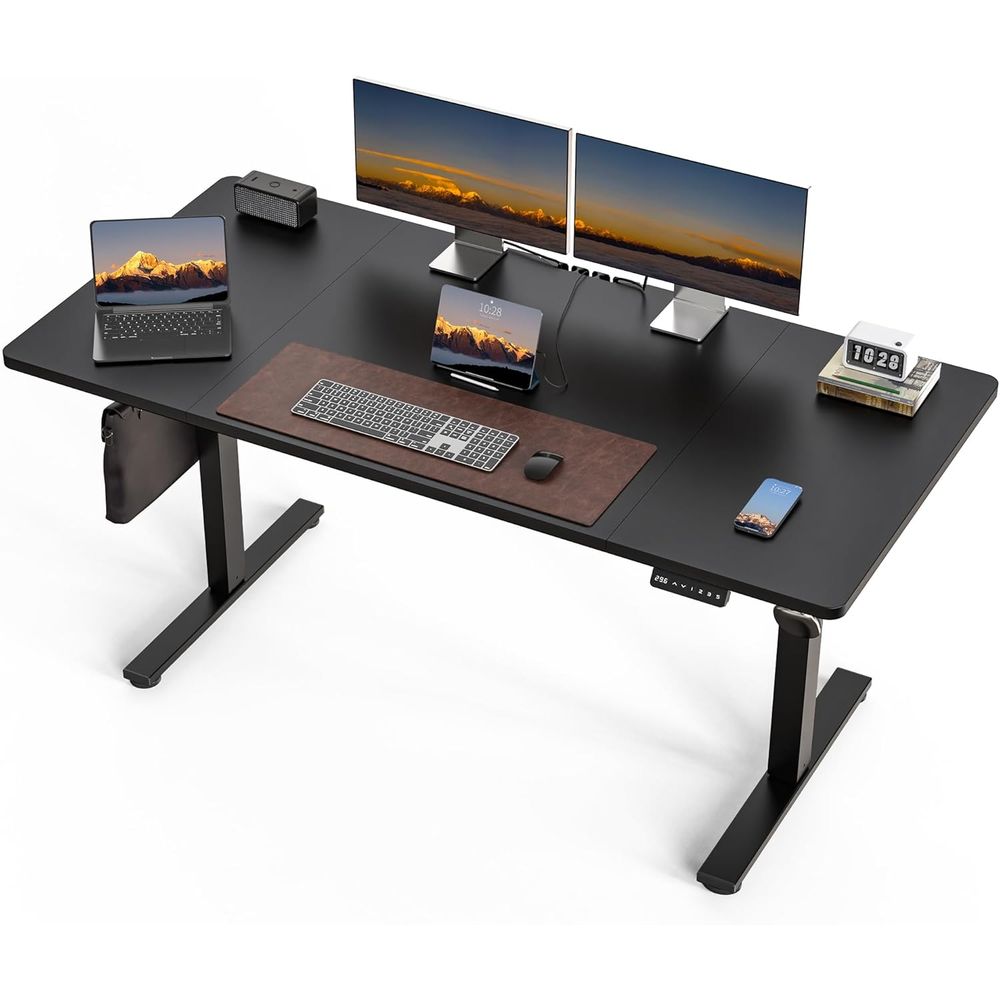 Large 63x30 Electric Adjustabl - огляд і ціна Desk Setup Dual Monitor