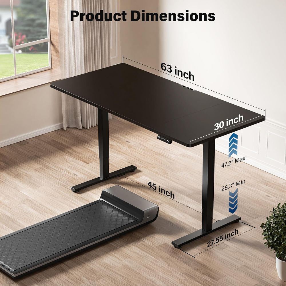 Large 63x30 Electric Adjustabl - огляд і ціна Desk Setup Dual Monitor
