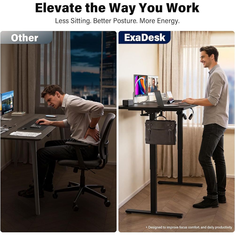 Large 63x30 Electric Adjustabl - огляд і ціна Desk Setup Dual Monitor