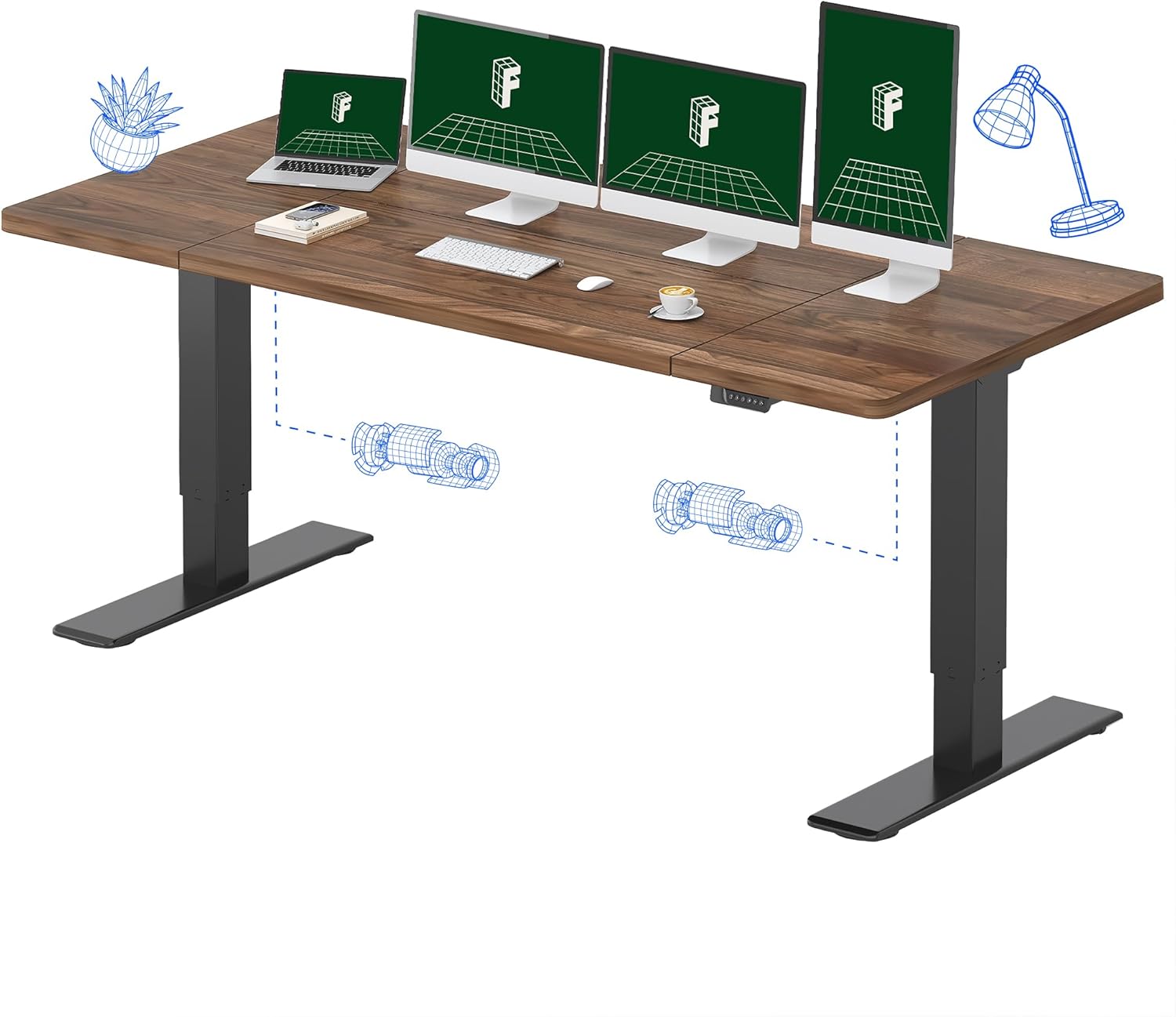 Electric Standing Desk with Du - огляд і ціна Desk Setup Dual Monitor
