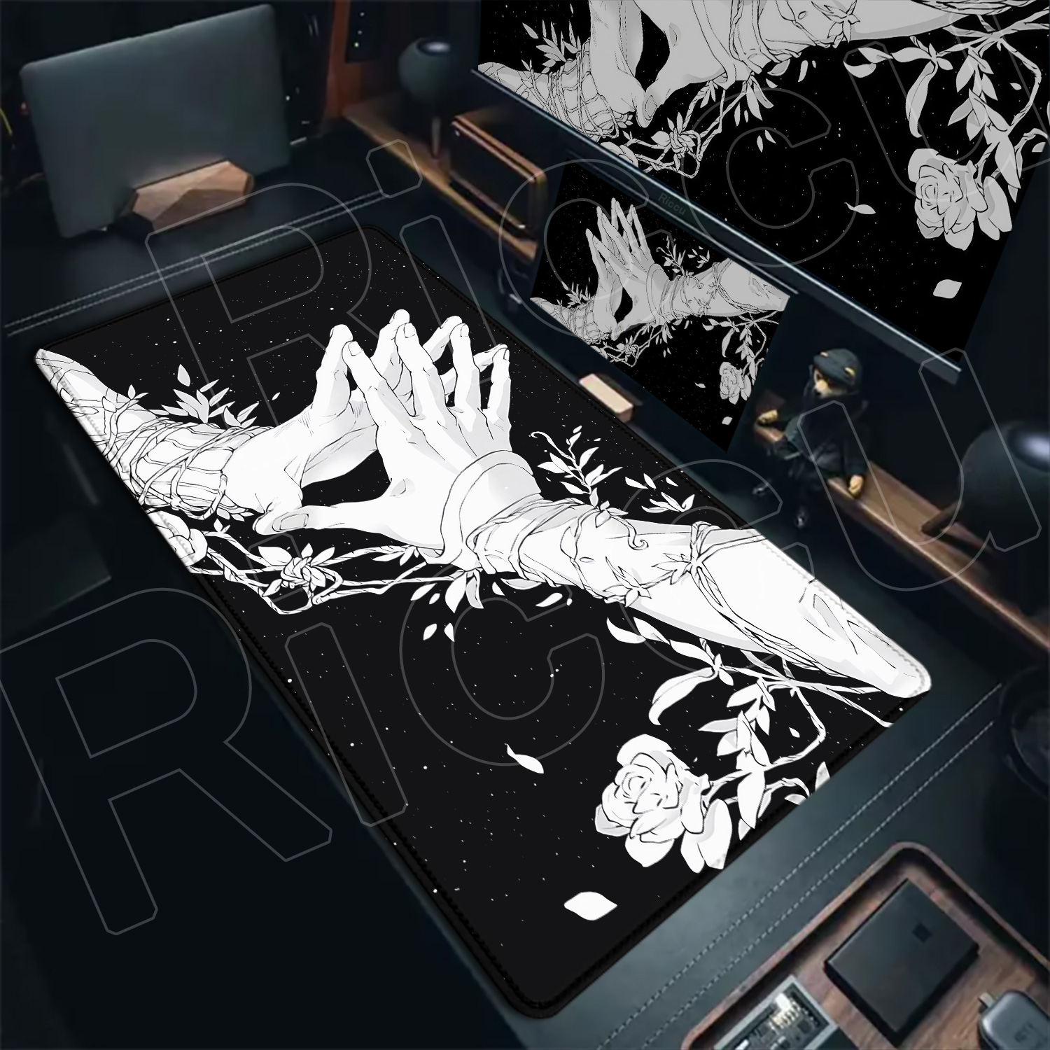 HD Large Black White XXL Gothi - огляд і ціна Desk Setup Tech