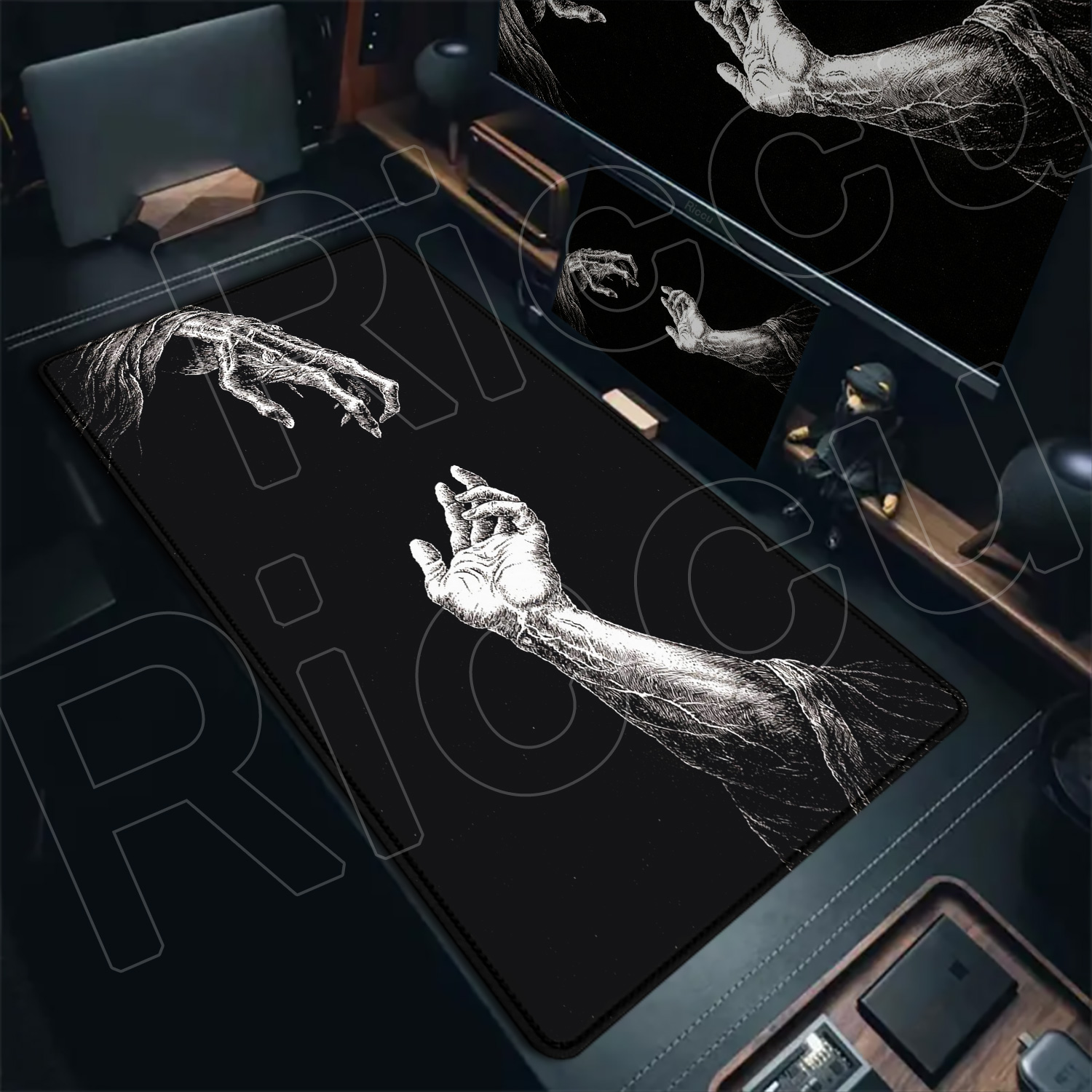 HD Large Black White XXL Gothi - огляд і ціна Desk Setup Tech