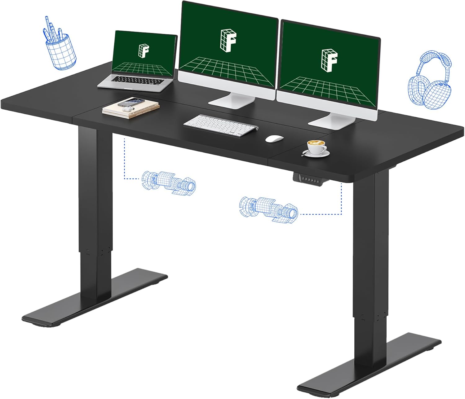 Electric Standing Desk with Du - огляд і ціна Desk Setup Dual Monitor