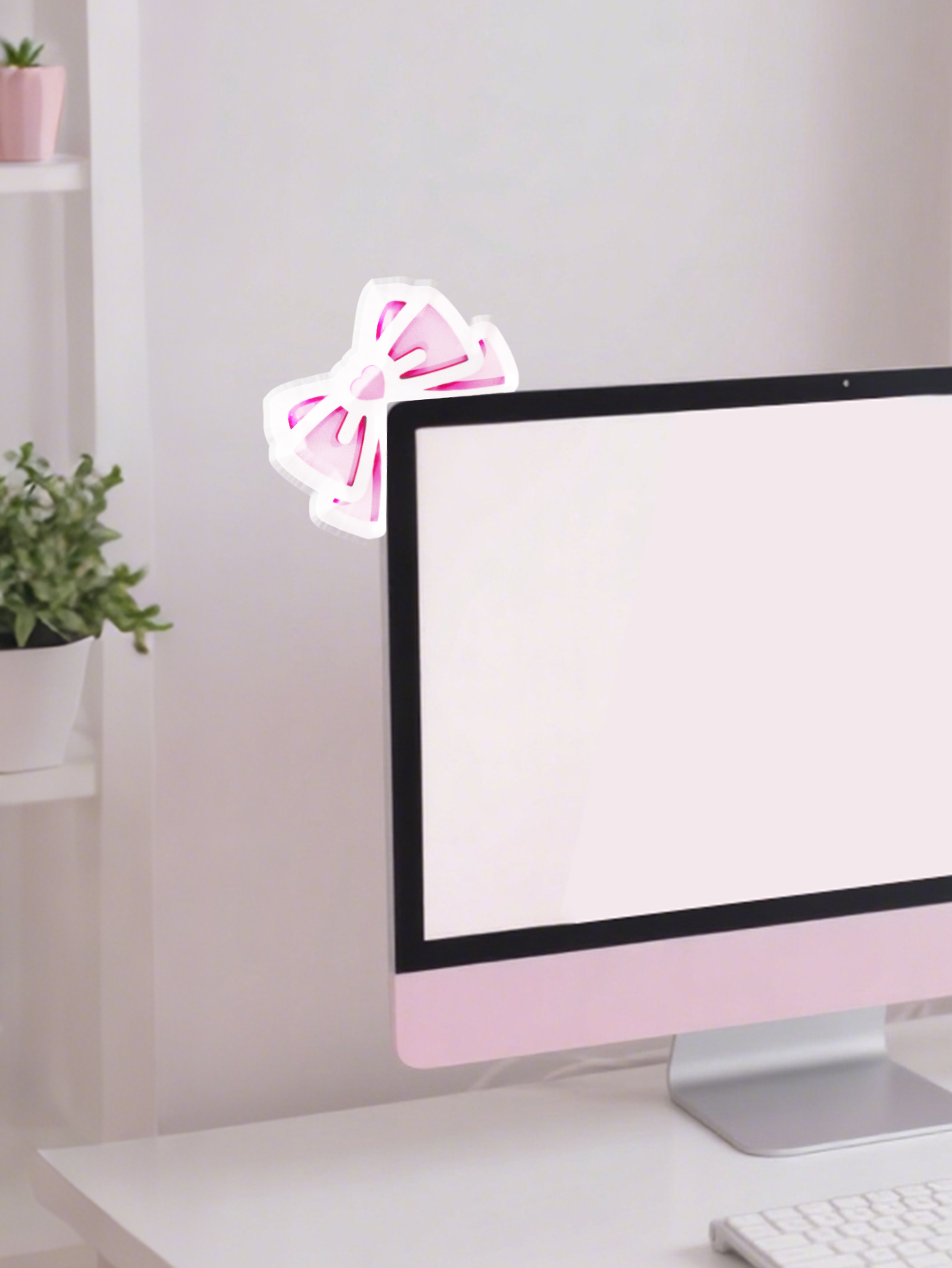 Kawaii Bow Monitor Decor Pink  - огляд і ціна Desk Setup Gaming
