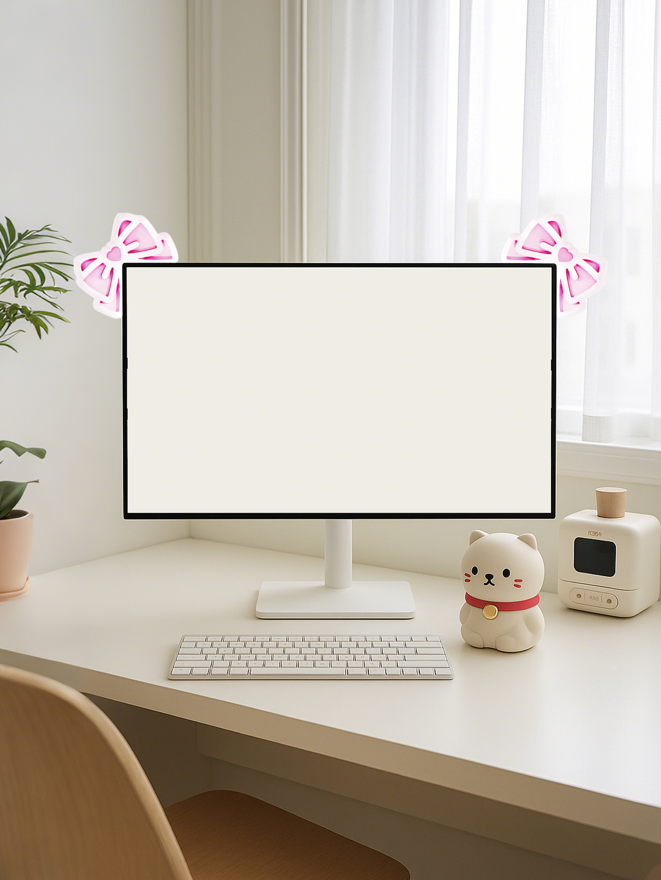 Kawaii Bow Monitor Decor Pink  - огляд і ціна Desk Setup Gaming