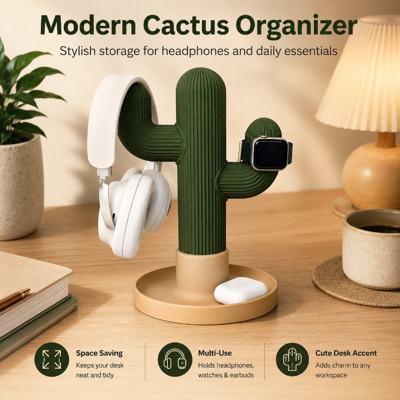 Minimalist Cactus Headset Stan - огляд і ціна Desk Setup Organization