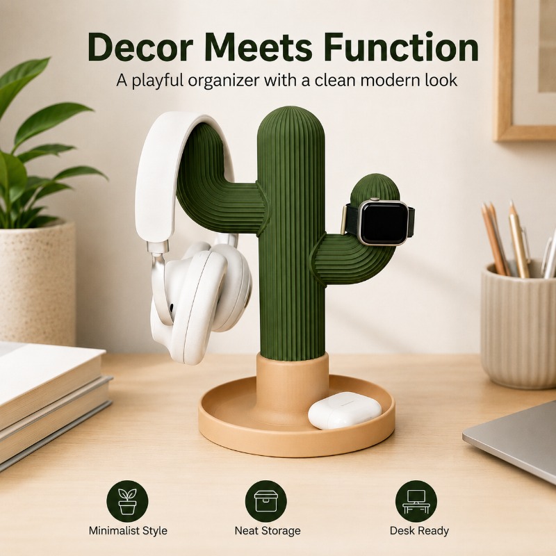 Minimalist Cactus Headset Stan - огляд і ціна Desk Setup Organization